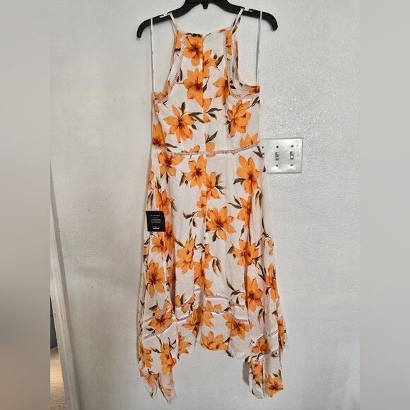 Lulu's Zahara White and Orange Floral Print Midi Dress Size Large - Picture 2 of 11